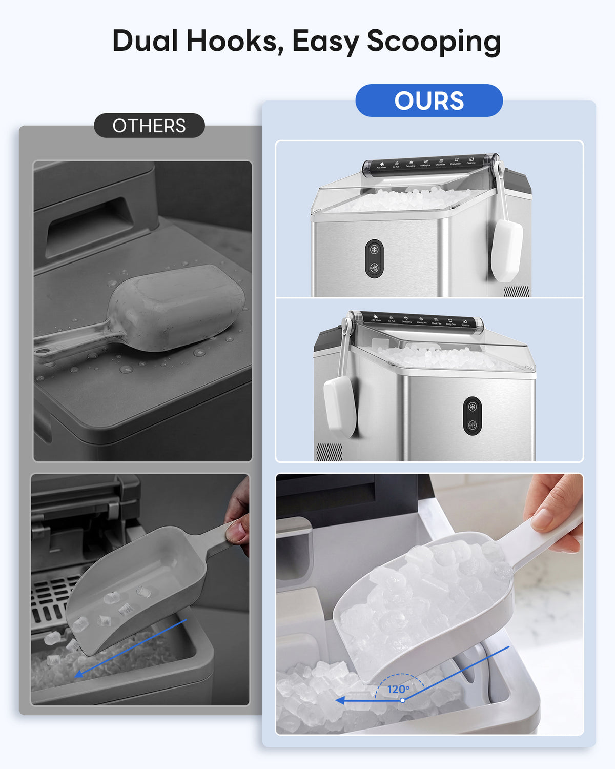 Nugget Ice Maker Countertop,55LBS/Day Ready in 4 Mins, Stainless Steel