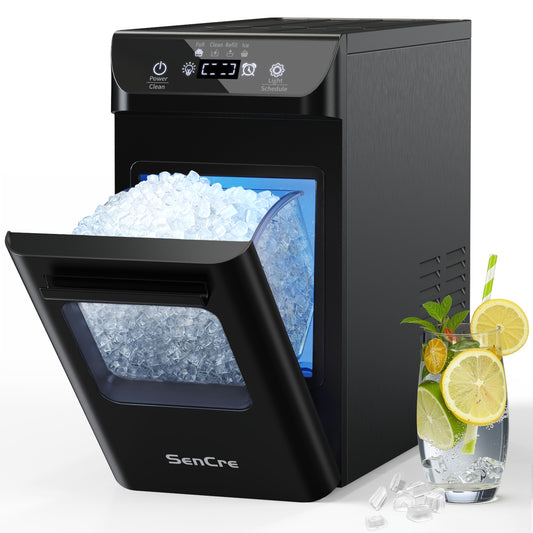 Nugget Ice Maker 44lbs/Day Countertop Ice Maker, Ice Makers with Self-Cleaning & Timer, One-Click Operation, Chewable Ice Pebble Ice Maker Machine with Scoop&Basket for Home/Kitchen/Office