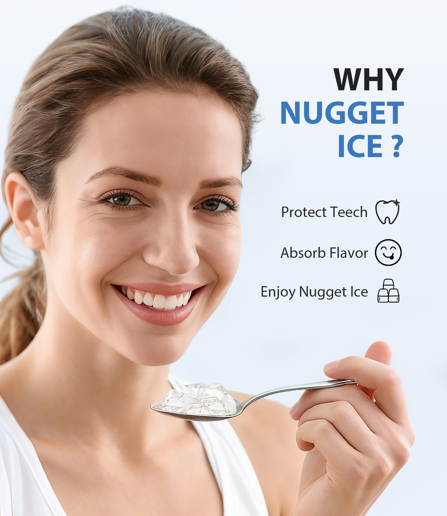 Nugget Ice Maker 40lbs/Day, Countertop Ice Maker Soft Chewable Ice