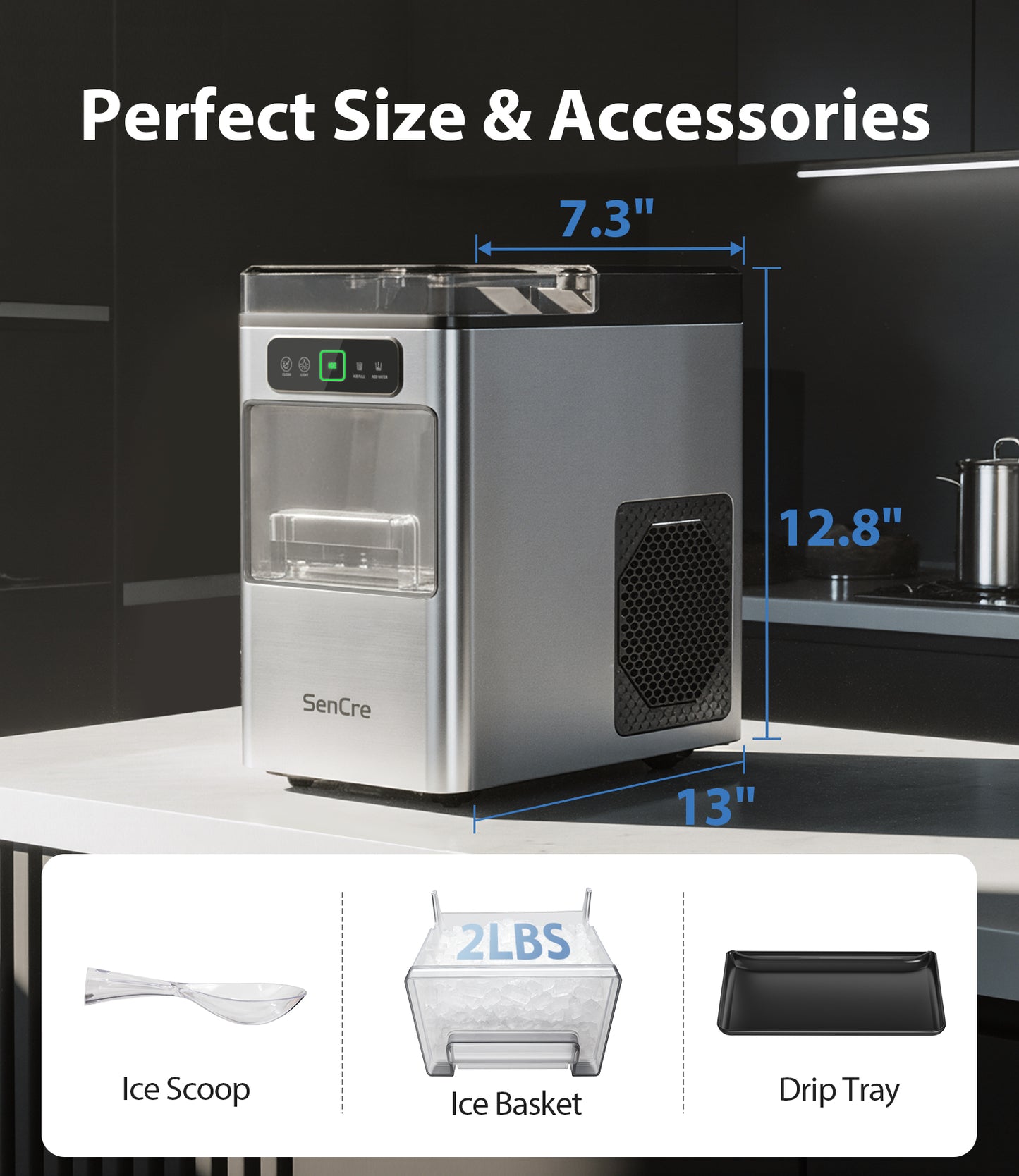 Nugget Ice Maker 40lbs/Day, Countertop Ice Maker Soft Chewable Ice